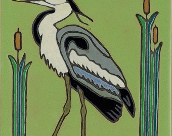 Keramische tegels Heron vogel Audubon kookplaat wand decor keuken terug splash badkamer installatie muurschildering mozaïek originele hand geschilderd in de VS