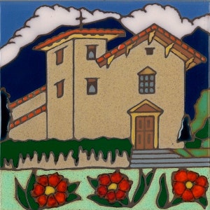 Mission San Jose California handpainted ceramic art tile