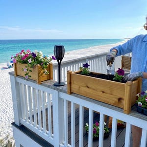 Cedar Deck Railing Flower Planter Box Balcony Rail Planter Outdoor Herb Garden Holder Pot