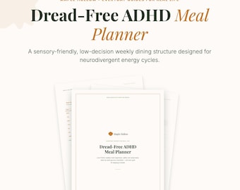 Planificador de comidas sin estrés para personas con TDAH / Planificador semanal sencillo + Lista de la compra en PDF / Sistema de cocina neurodivergente