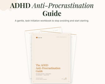Guía para combatir la procrastinación en personas con TDAH / Cuaderno de trabajo para iniciar tareas en adultos / Planificador anti-vergüenza y menú de dopamina (PDF imprimible)