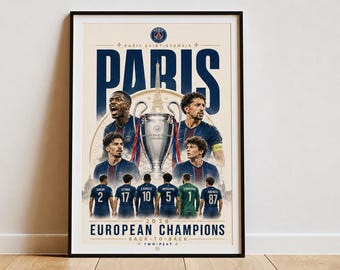 Póster de los campeones europeos de París / Póster vertical mate