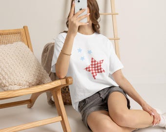 Fourth of July Tee | Blue and Red Star Graphic Tee