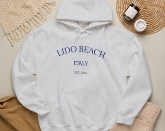 Lido Beach Italy hoodie | Vintage coastal typography sweatshirt
