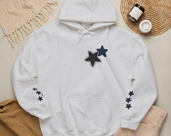 Navy Star Cluster Hoodie | Star Sleeve Graphic Sweatshirt
