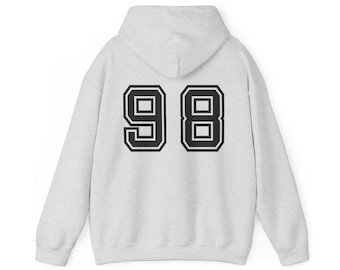 Varsity Number 98 Hoodie | Athletic Retro Sports Jersey Style