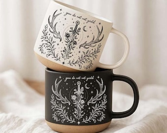 Taza "No te rindas", Taza de cerámica de Trono de Cristal, Taza TOG, Regalo literario para lectores, Lámina de Aelin Galathynius, Taza para lectores de fantasía