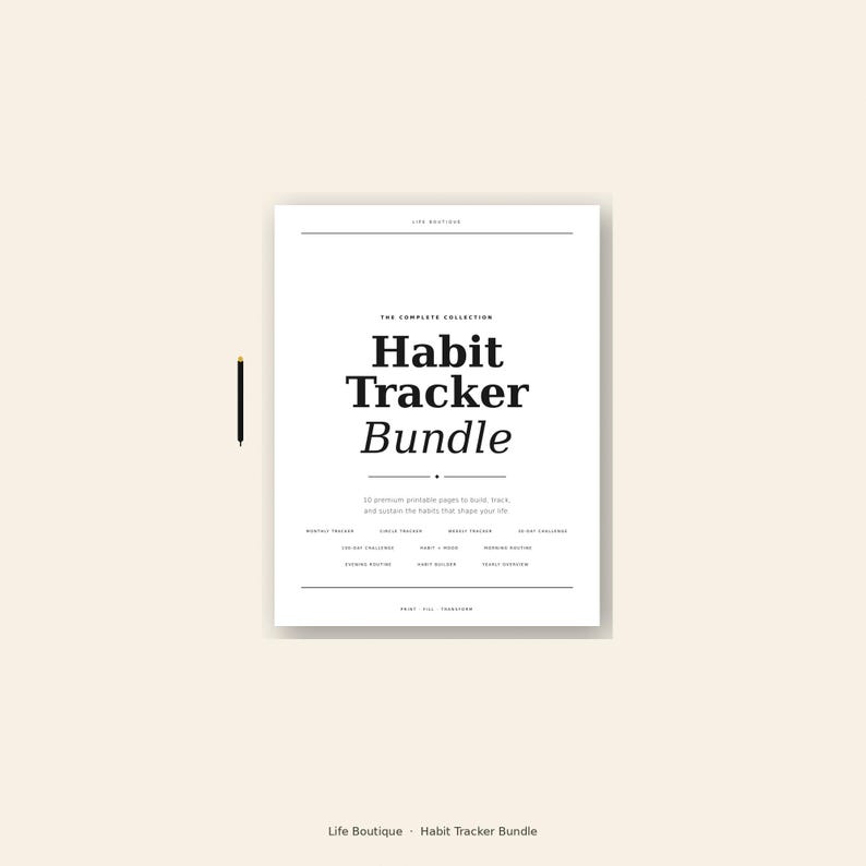 Habit Tracker Bundle Printable | Daily Weekly Monthly Planner | Self ...