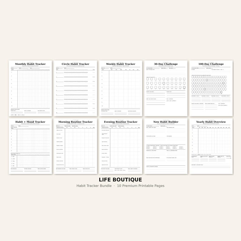 Habit Tracker Bundle Printable | Daily Weekly Monthly Planner | Self ...