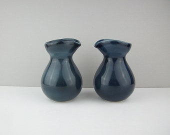 Mid Century Raymor Ben Seibel for Pfaltzgraff Cruet Pair in Rare Cobalt Blue Circa 1950s, Country Time Series, Vintage Mod Pottery Jar Set