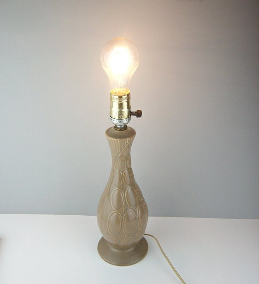 Mid Century Small Ceramic Table Lamp in Cocoa Brown With Eames Etsy