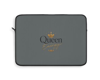 Funda para portátil con el logotipo de la Reina Emperatriz / Tipografía de corona dorada