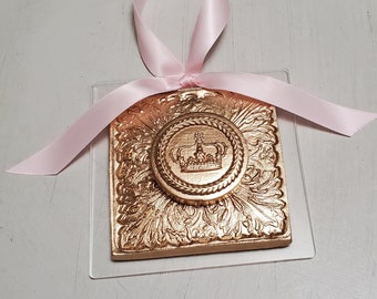Hanging Gold Leaf Intaglio Ornament on Acrylic - Crown - Christmas Gift - Religious - Blessing - Christian- Hostess Gift