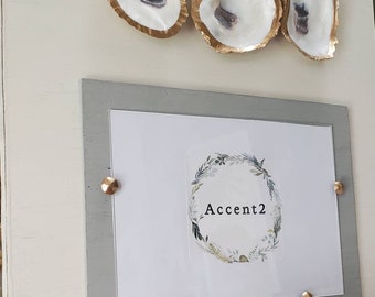 Oyster Shell Picture Frame with Gold Leaf: Coastal Decor