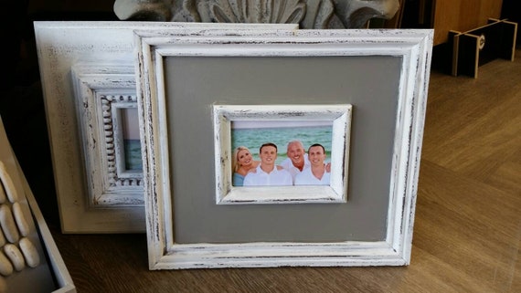 Distressed Handmade Picture Frame: White & Gray, 5x7 Photo
