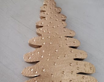 Gold Leaf Handmade Large Clay Hanging Tree - Christmas Ornaments Or Gift Tags - Blessing - Hostess Gift - Housewarming