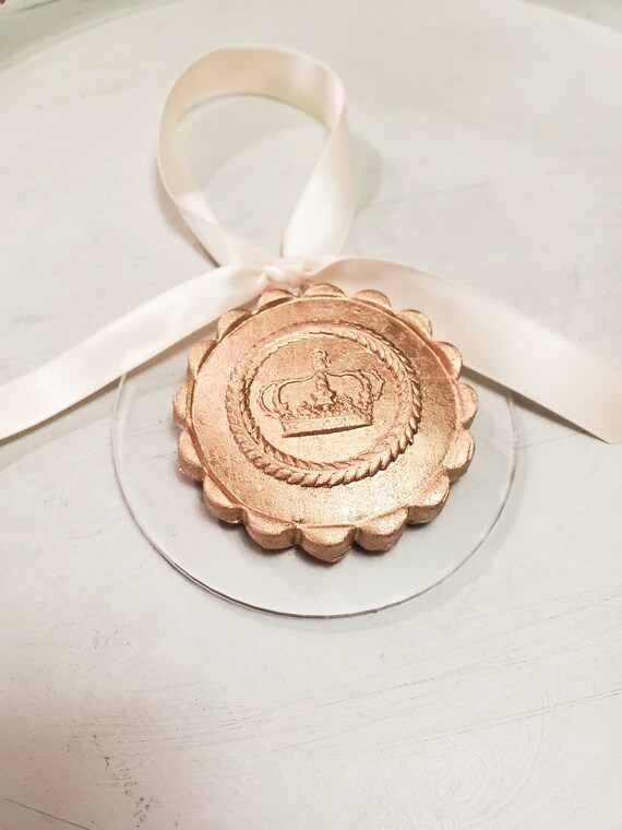Gold Clay Crown Ornament: Handmade Catholic Gift