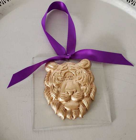 Gold Tiger Clay Ornament: Handmade Football Fan Gift Wreath Ornament