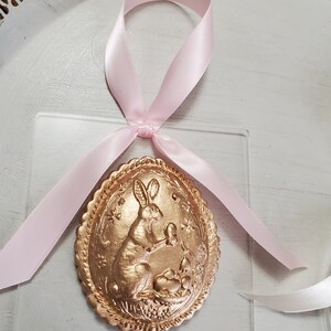 Gold Handmade Clay Ornament On Acrylic Hostess Gift Housewarming Gift Easter Rabbit Baby Shower image 8