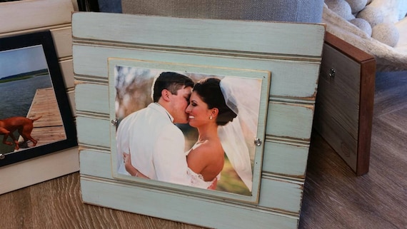 Handmade Beadboard Picture Frame: Aged Coastal Decor, 8x10
