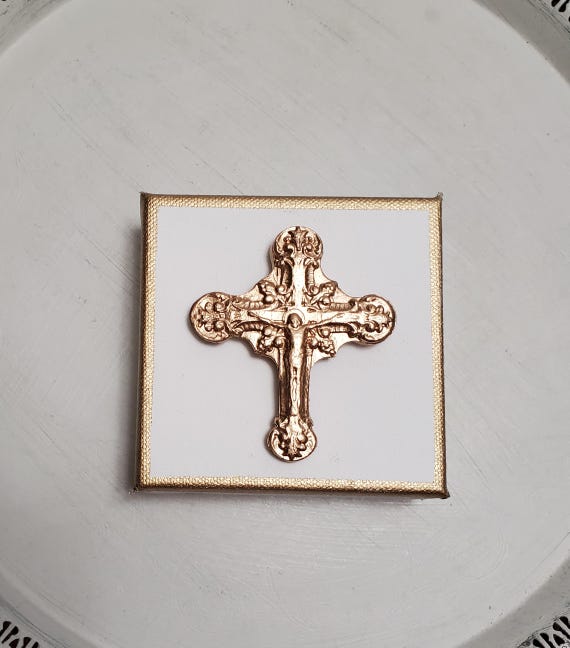 Gold Leaf Jesus Crucifix: Religious Gift on Canvas (4x4)
