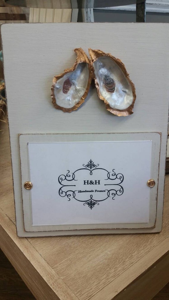 Oyster Shell Picture Frame: Gold Leaf, Distressed Silver Mink, Coastal Decor