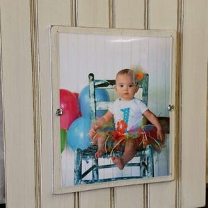 Large Handmade Beadboard Picture Frame - to hold 8x10 photo. Distressed Oyster White with a wood mat - Picture Wall- Grouping - Wedding.