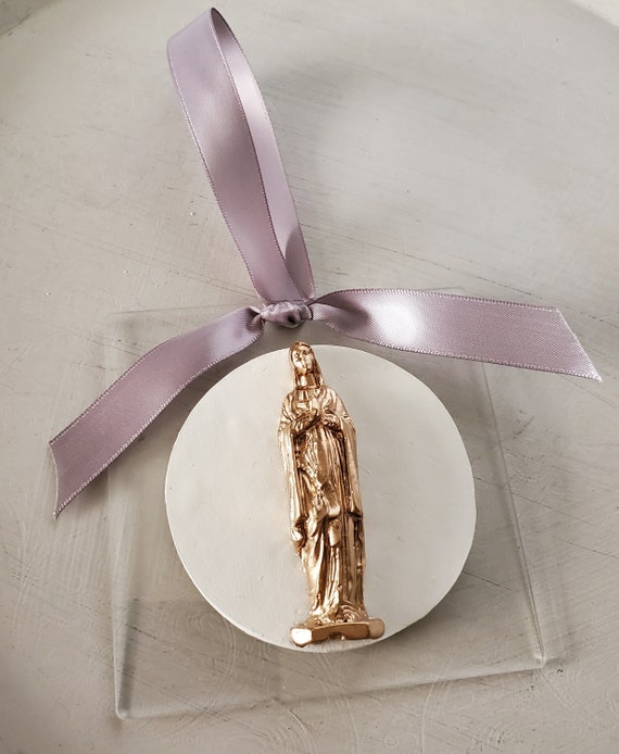 Gold Leaf Mary Intaglio Ornament: Handmade Religious Gift