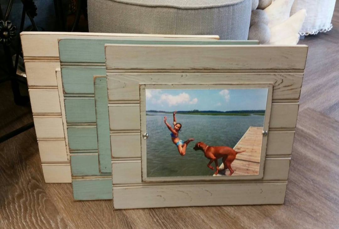 Beadboard Frame Handmade Beadboard Picture Frame: Aged Coastal Decor, 8x10 Photo - Etsy