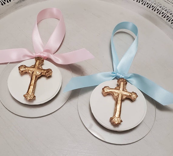 Gold Cross Intaglio Ornament: Acrylic Hanging Religious Gift