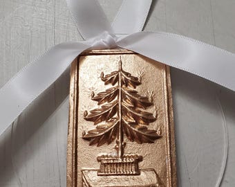 Gold Leaf Hanging Christmas Tree With Candles Intaglio Ornament on Acrylic -Christmas Gift - Religious - Housewarming- Birthday.