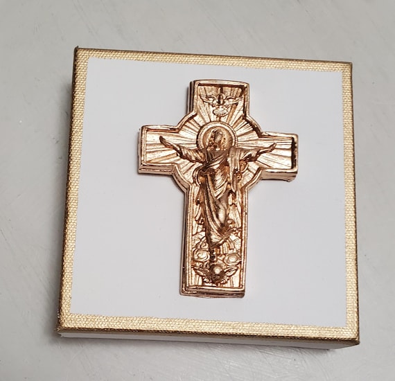 Gold Jesus Canvas Art: Religious Gift, Housewarming Decor (5x5)
