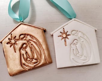 Hanging Holy Family Nativity Scene With Star of Bethlehem Ornament  Christmas Gift - Religious - Blessing - Hostess Gift - Blessing.