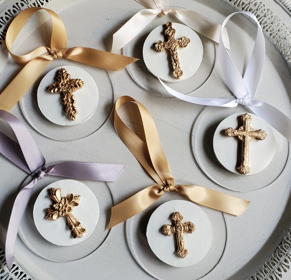Handmade Gold Leaf Cross Ornament: Acrylic Intaglio, Religious Gift