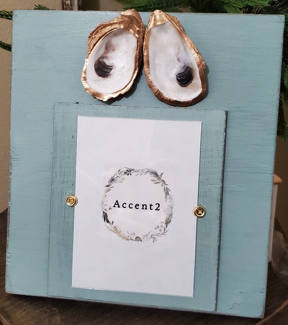 Oyster Shell Picture Frame: Gold Leaf, Distressed Duck Egg Blue