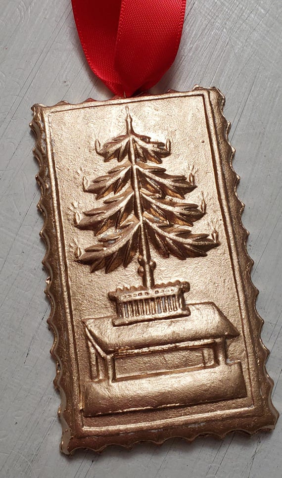 Gold Leaf Christmas Tree Ornament: Handmade Holiday Blessing Wreath Ornament
