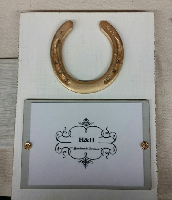 Gold Leaf Horseshoe Picture Frame: Handmade Distressed Wood, 5x7 Photo