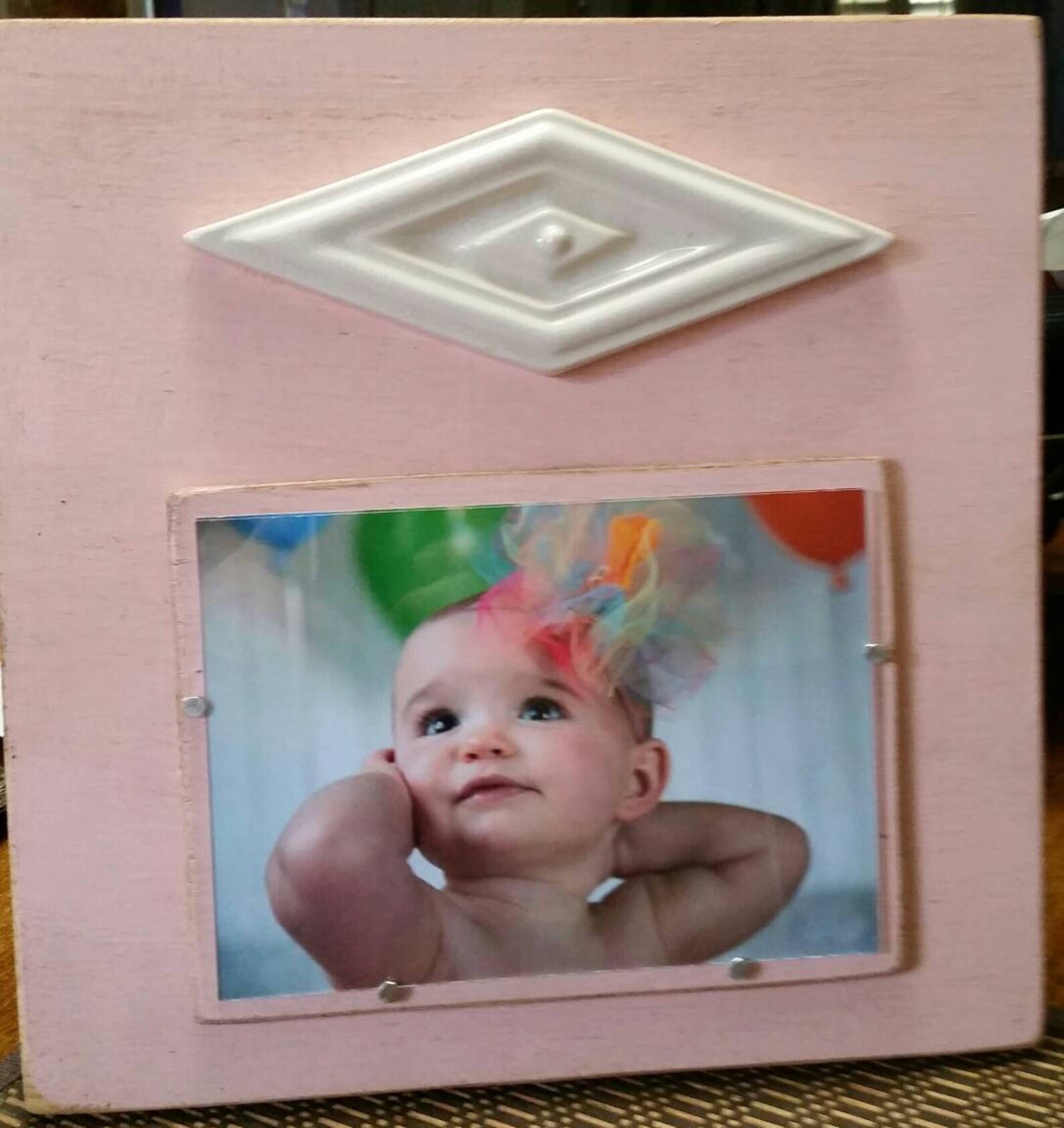 Handmade Frame With a Vintage Diamond Shaped Ceramic Tile Etsy