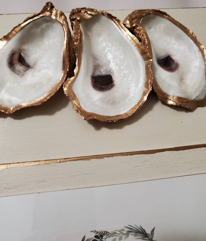 Oyster Shell Picture Frame: Gold Leaf, Distressed White Wood, Coastal ...