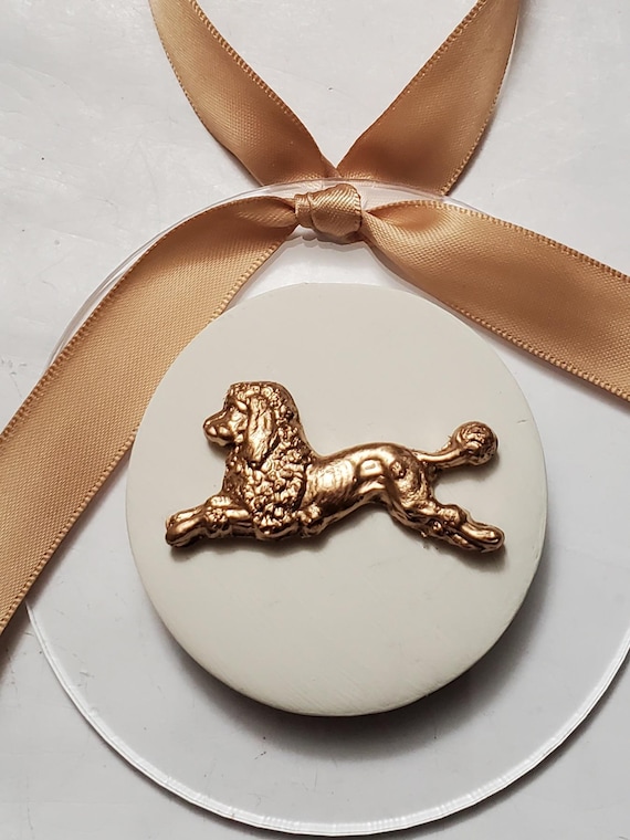 Handmade Gold Poodle Intaglio Ornament: Acrylic Hanging Gift Tag