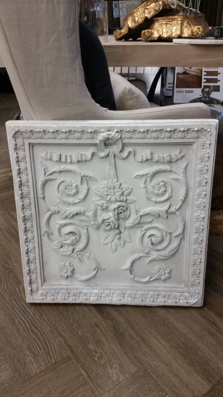 Large Beautiful Architectural Vintage Plaster Wall Panel White