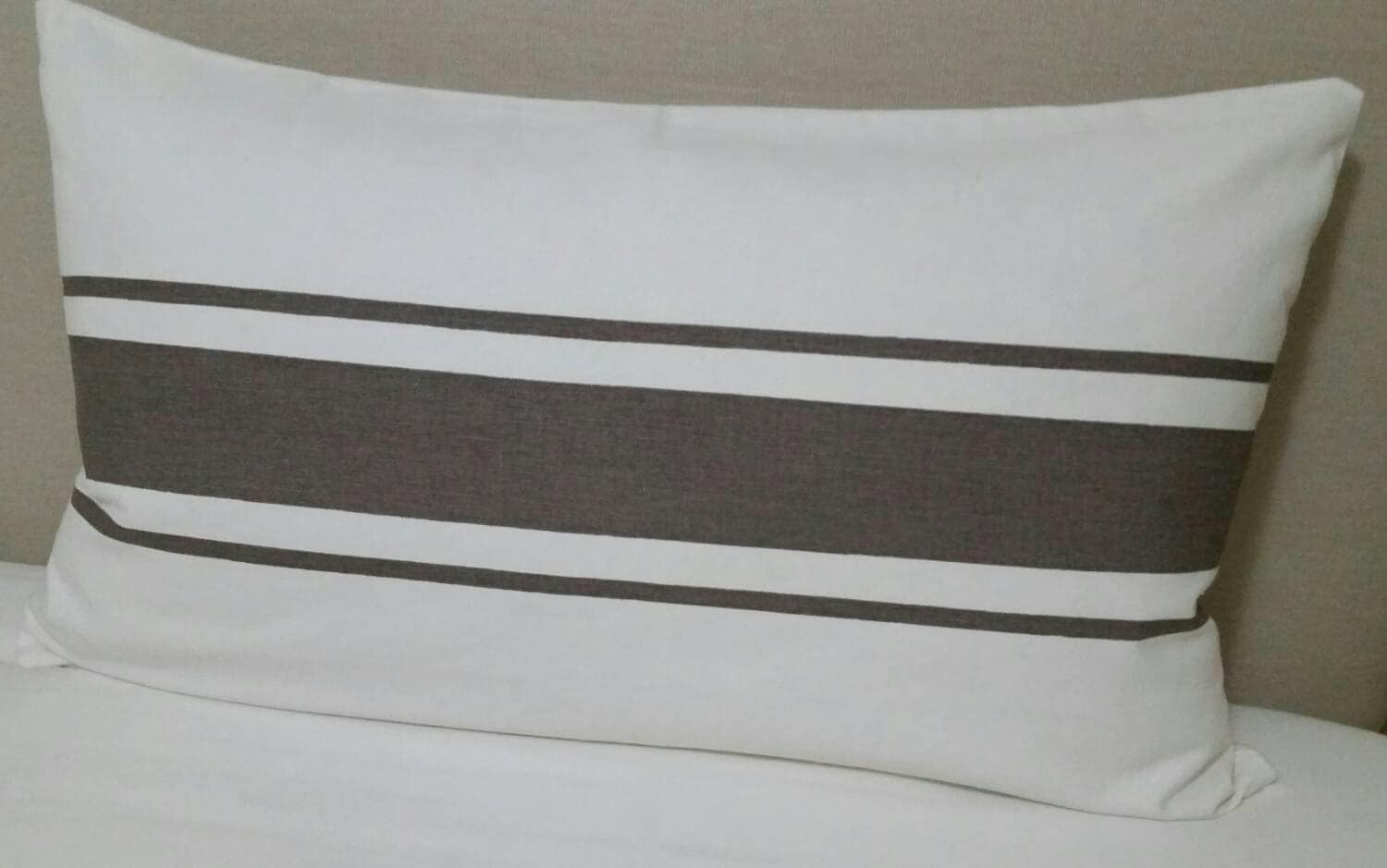 16x26 Decorative Lumbar Accent Pillow Cover Grey and White with Zipper