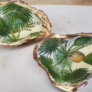 Oyster Shell With Palm Design Coastal Hostess Gift Bridesmaid Gift Housewarming Ring Dish Home Decor.