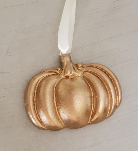 Gold Leaf Handmade Clay Pumpkin Ornament: Fall Wreath Decor Wreath Ornament Charm