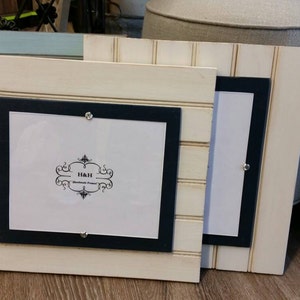 Beadboard Frame Handmade Beadboard Picture Frame: Oyster White & Navy, 8x10 Photo - Etsy