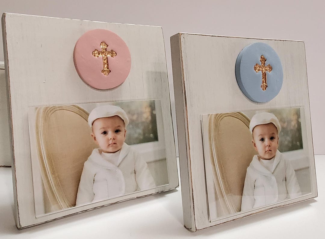 Gold Leaf Cross Photo Frame: Handmade Baby Christening Gift - Etsy