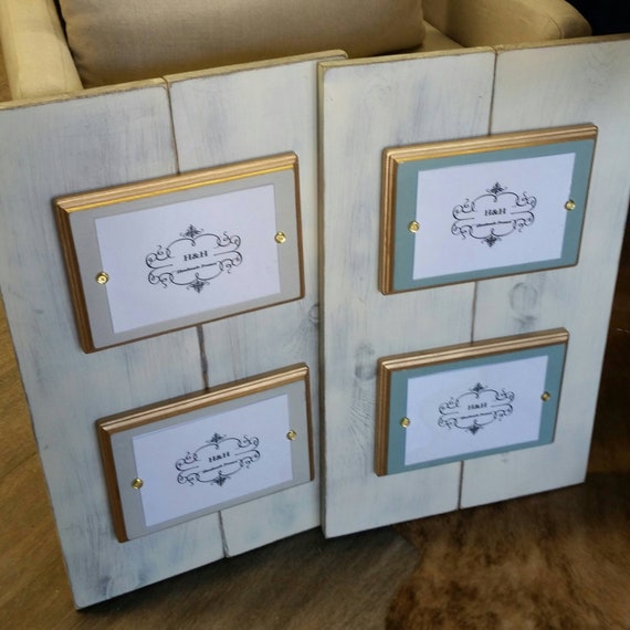 Handmade Distressed White Wood Double Picture Frame: Coastal Cottage Decor