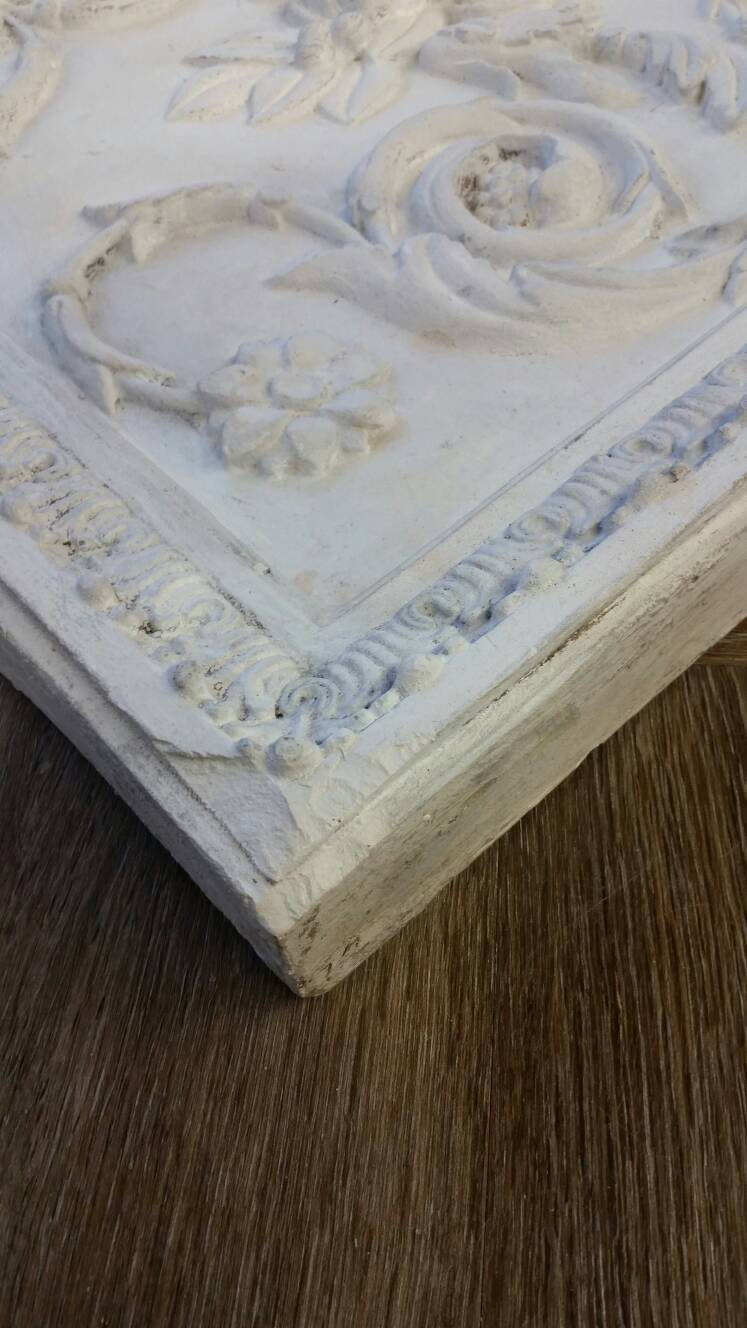 Large Beautiful Architectural Vintage Plaster Wall Panel White
