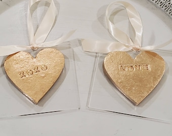 Gold Handmade Clay Ornament On Acrylic - Christmas Gift - Catholic - Blessing - Hostess Gift - Housewarming - First Communion - Mardi Gras