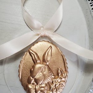 Gold Handmade Clay Ornament On Acrylic Hostess Gift Housewarming Gift Easter Rabbit Baby Shower image 7